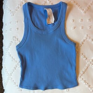 Alo Yoga Go To Goddess ribbed tank top Crystal Blue
